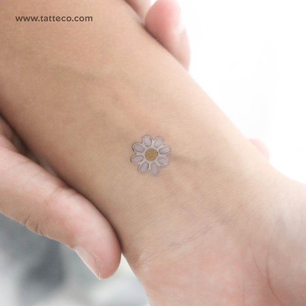 Silver Enamel Daisy Temporary Tattoo - Set of 3