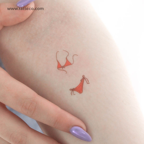 Red Bikini Temporary Tattoo - Set of 3