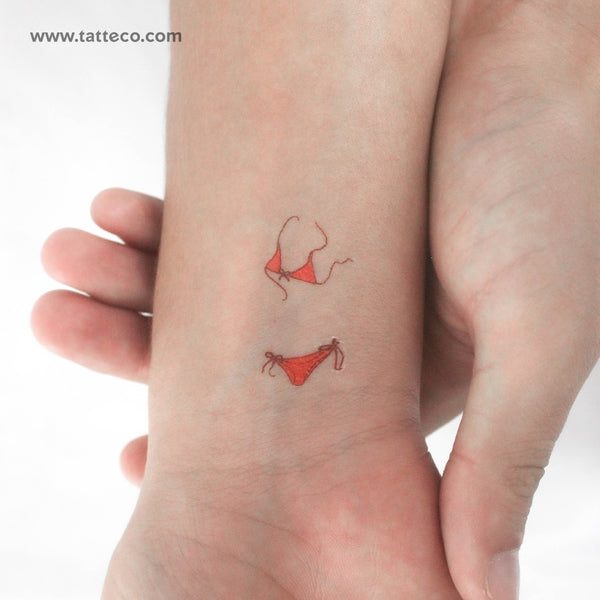 Red Bikini Temporary Tattoo - Set of 3
