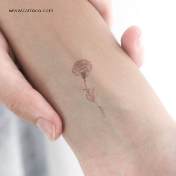 Red Carnation Temporary Tattoo - Set of 3