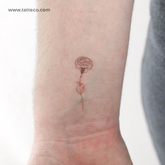 Tatuaje temporal de clavel rojo - Juego de 3