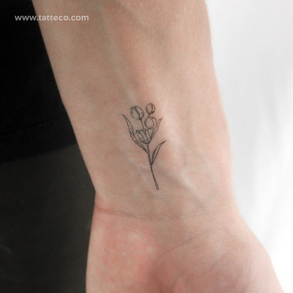 Tulip Bouquet Temporary Tattoo - Set of 3