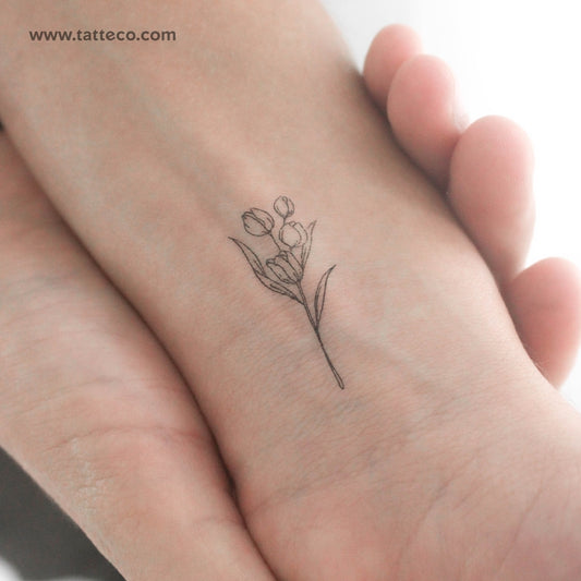 Tatuaje temporal de ramo de tulipanes (juego de 3)