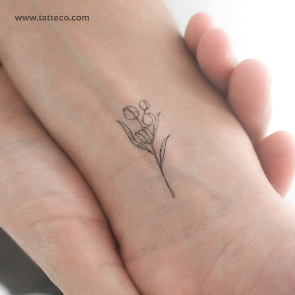 Tulip Bouquet Temporary Tattoo - Set of 3