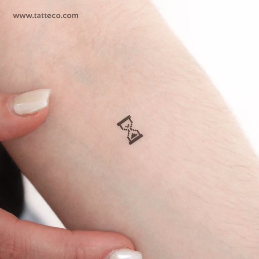 Tatuaje temporal de reloj de arena con cursor de espera (juego de 3)