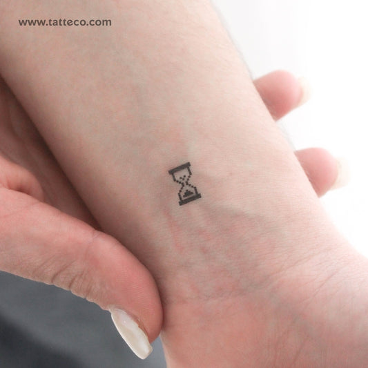 Tatuaje temporal de reloj de arena con cursor de espera (juego de 3)