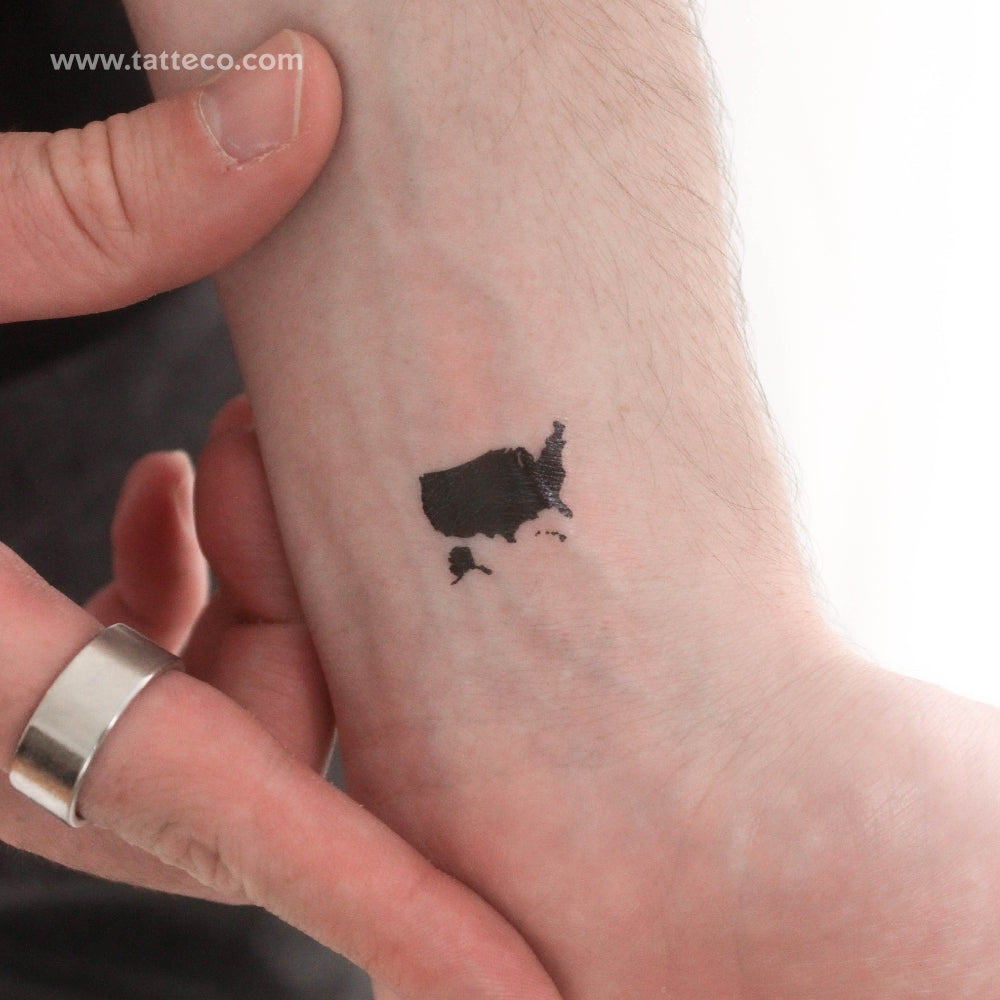 Tatuaje temporal pequeño de mapa de Estados Unidos (juego de 3)