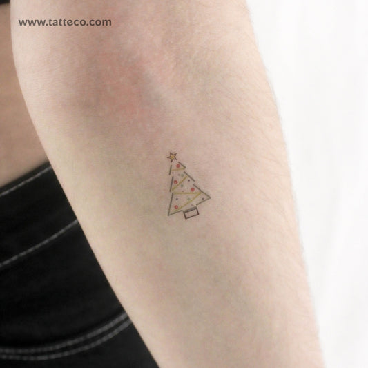 Tatuaje temporal minimalista de árbol de Navidad (juego de 3)