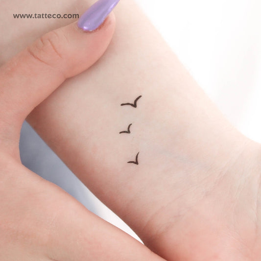 Tatuaje temporal de tres pájaros pequeños - Juego de 3