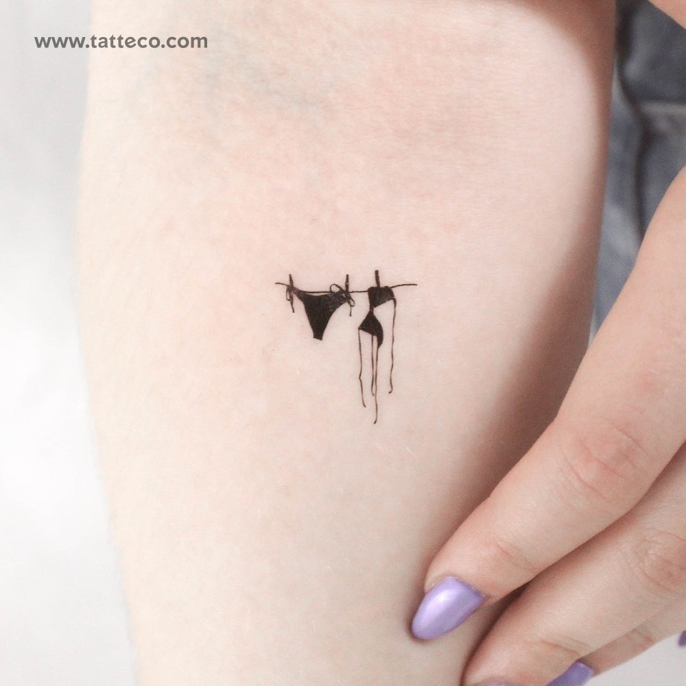 Tatuaje temporal de bikini secándose al sol - Juego de 3