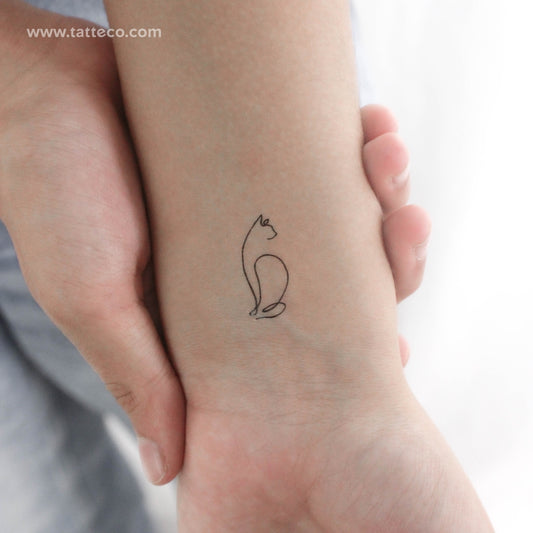 Tatuaje temporal de gato de una línea - Juego de 3
