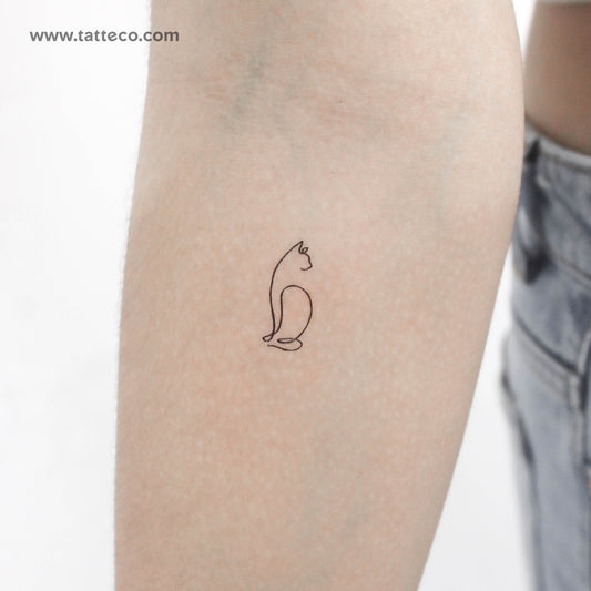 One Line Cat Temporary Tattoo - Set of 3