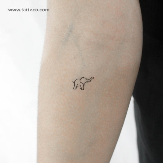 Tatuaje temporal de elefante con trompa hacia arriba (juego de 3)