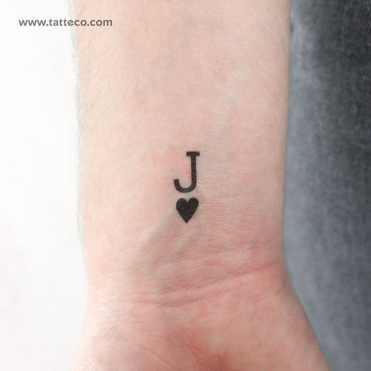 Tatuaje temporal de la jota de corazones negra - Juego de 3