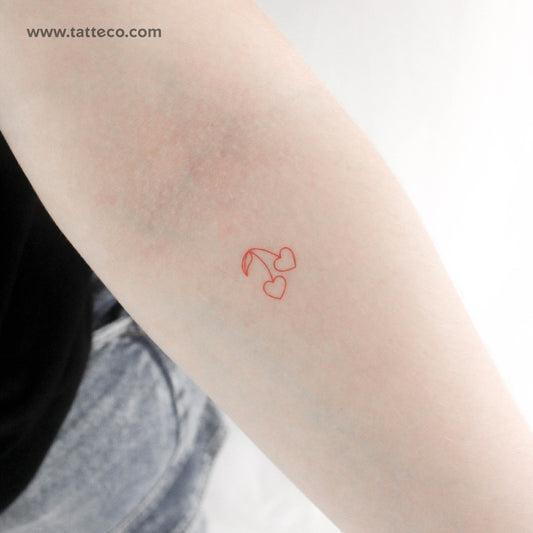 Tatuaje temporal de pareja de cerezas rojas (juego de 3)