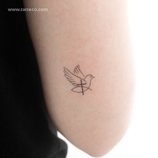 Cross Dove Jesus Fish Temporary Tattoo - Set of 3