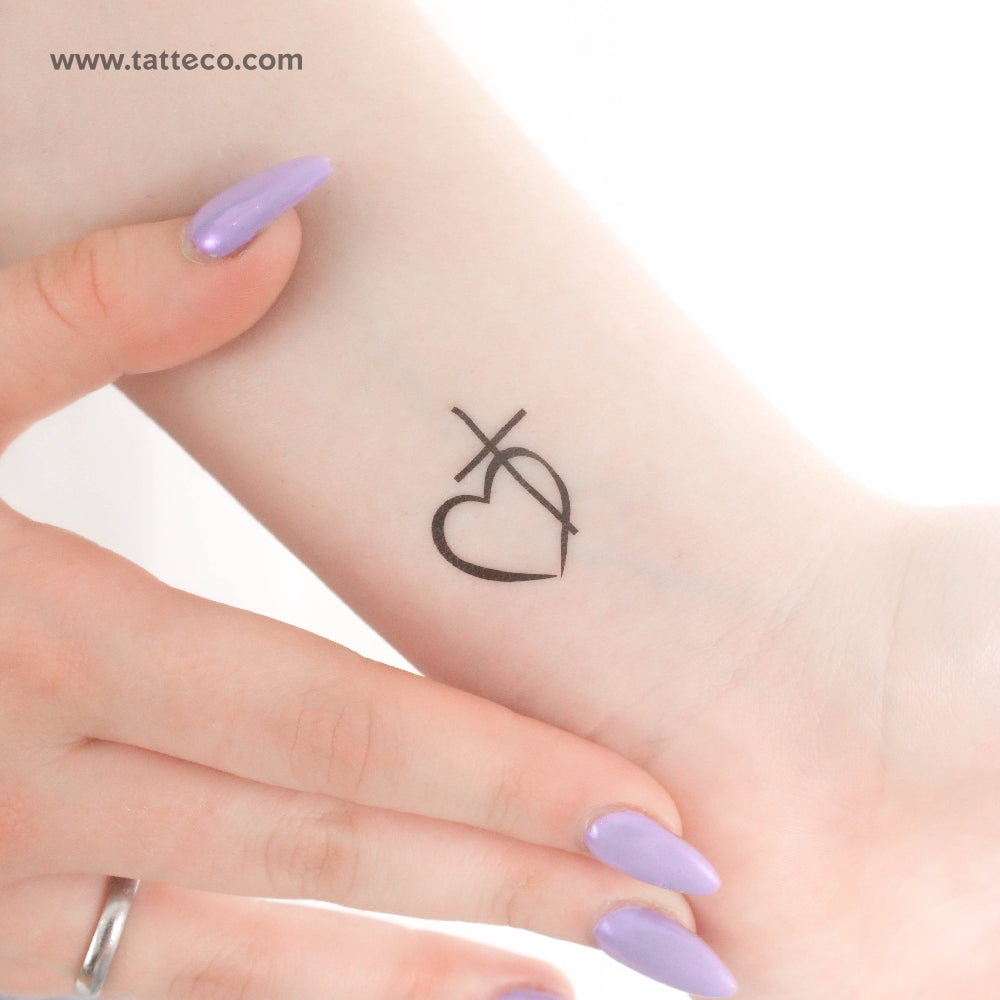 Cross Heart Temporary Tattoo - Set of 3 – Tatteco Temporary Tattoos