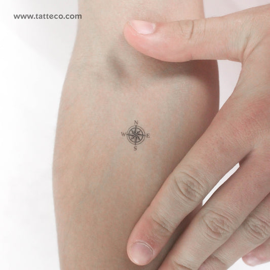 Tatuaje temporal de rosa de los vientos (pequeño) - Juego de 3