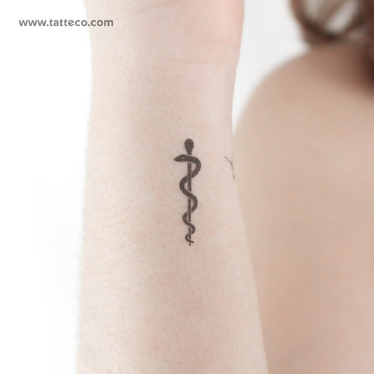 Tatuaje temporal de la vara de Asclepio - Juego de 3