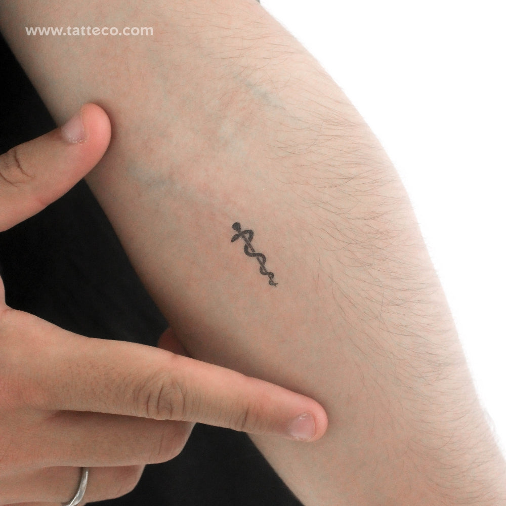 Tatuaje temporal de la vara de Asclepio - Juego de 3