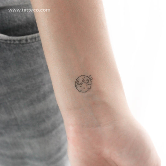 Tatuaje temporal de pez globo hinchado (juego de 3)