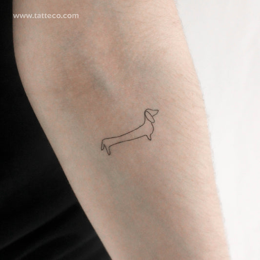 Tatuaje temporal de perro salchicha - Juego de 3