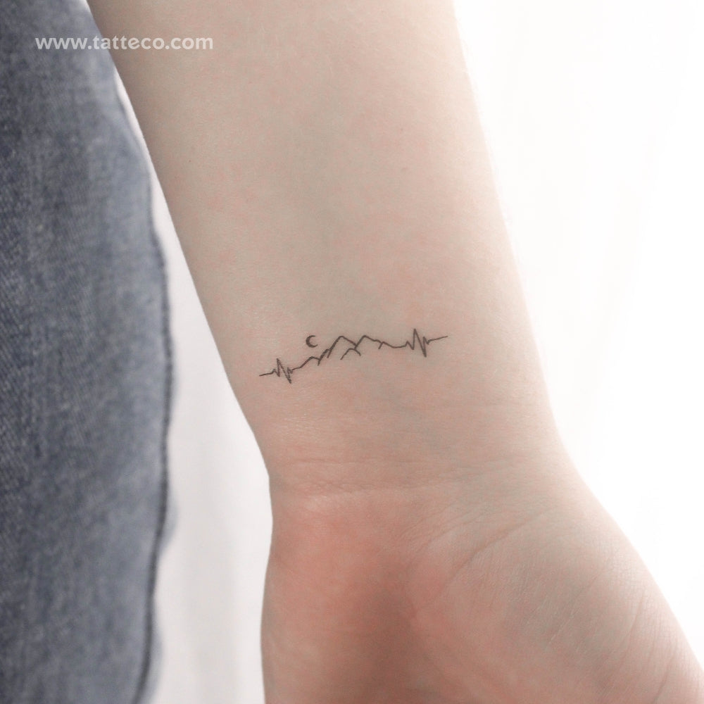 Tatuaje temporal de latido de montaña - Juego de 3