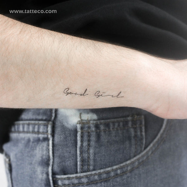 Handwritten Font Good Girl Temporary Tattoo - Set of 3