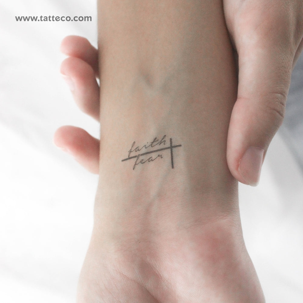Small Faith Over Fear Temporary Tattoo - Set of 3