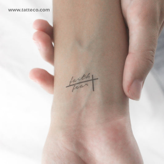 Tatuaje temporal pequeño "Fe sobre el miedo" (juego de 3)
