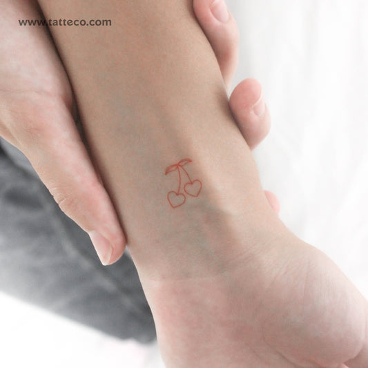 Tatuaje temporal de pareja de cerezas rojas (juego de 3)