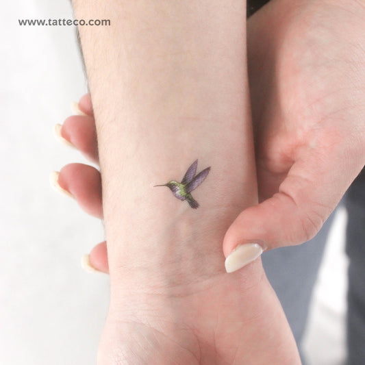Tatuaje temporal de colibrí en acuarela (juego de 3)