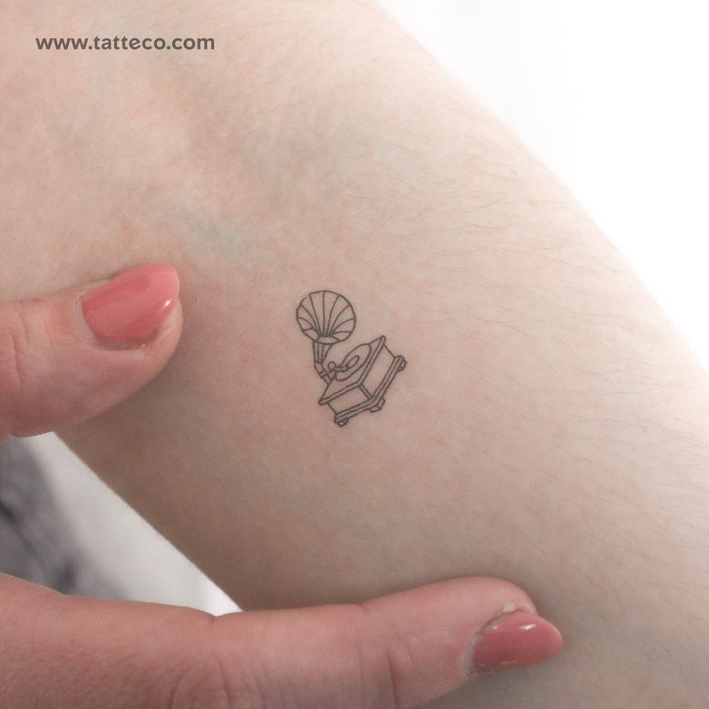 Tatuaje temporal de gramófono minimalista (juego de 3)