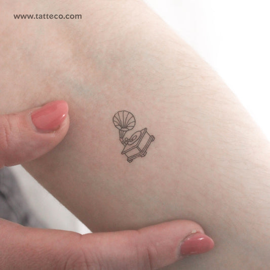 Tatuaje temporal de gramófono minimalista (juego de 3)