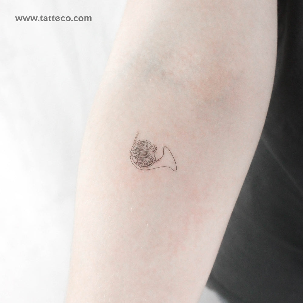 French Horn Temporary Tattoo - Set of 3