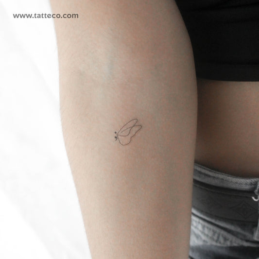 Tatuaje temporal de mariposa con punto y coma (juego de 3)