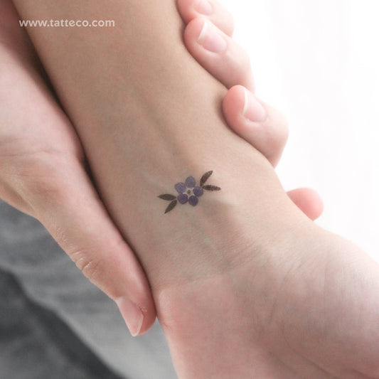 Watercolor Forget-me-not Flower Temporary Tattoo - Set of 3