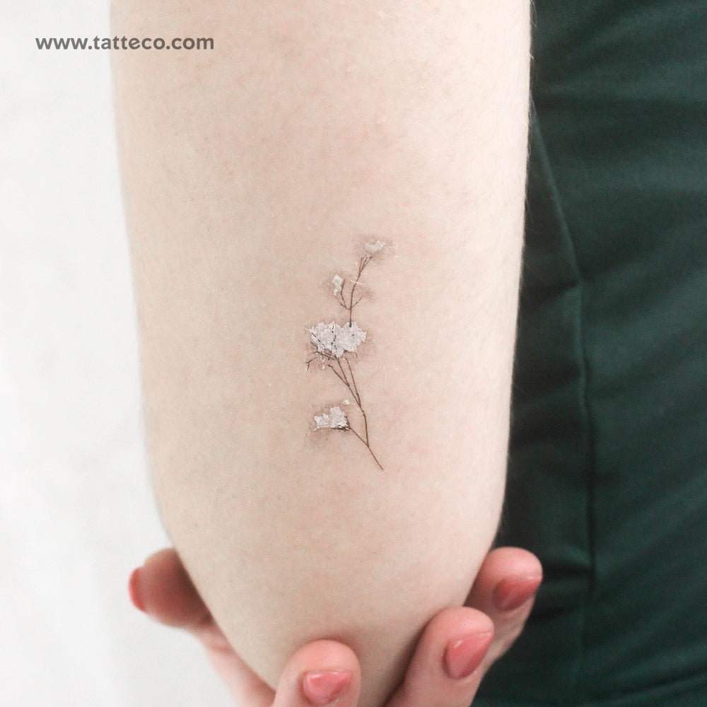 Watercolor Baby's Breath Temporary Tattoo - Set of 3