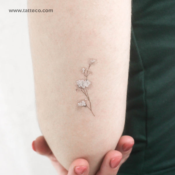 Watercolor Baby's Breath Temporary Tattoo - Set of 3