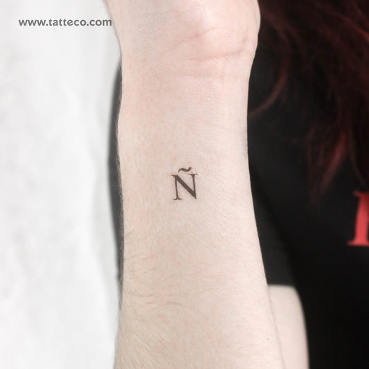 Ñ Serif Uppercase Temporary Tattoo - Set of 3
