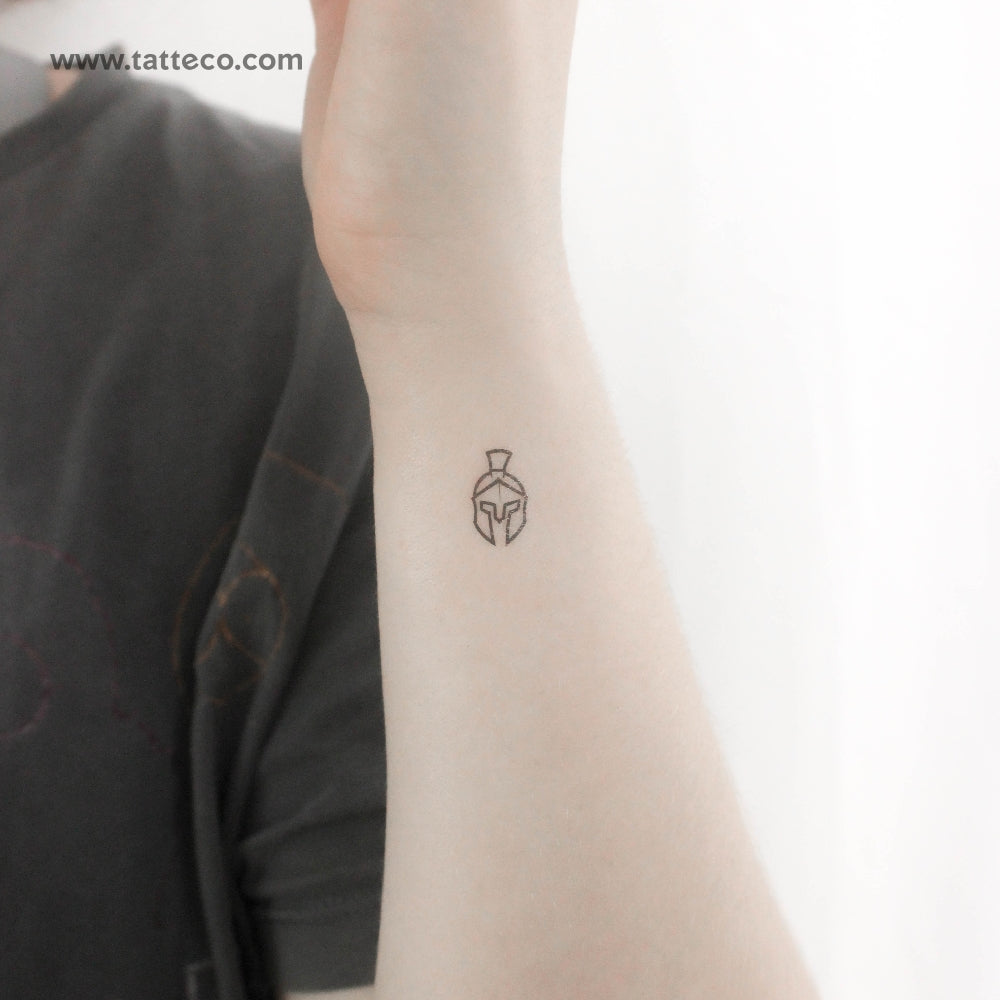 Tiny Spartan Helmet Temporary Tattoo - Set of 3