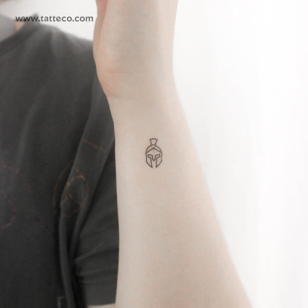 Tiny Spartan Helmet Temporary Tattoo - Set of 3