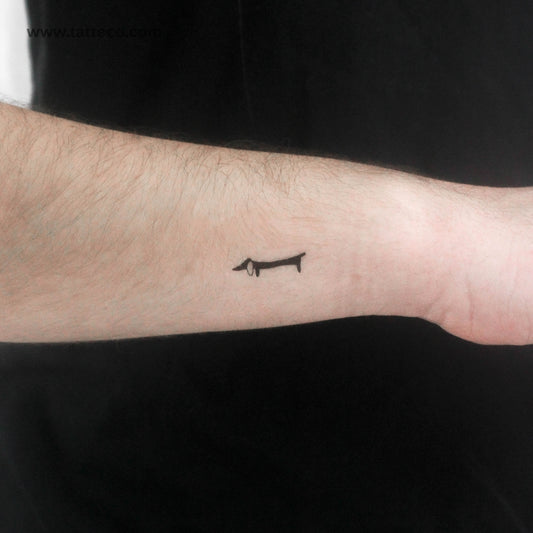 Tatuaje temporal de perro salchicha negro - Juego de 3