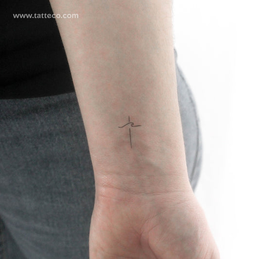 Tatuaje temporal de cruz de olas pequeñas (juego de 3)