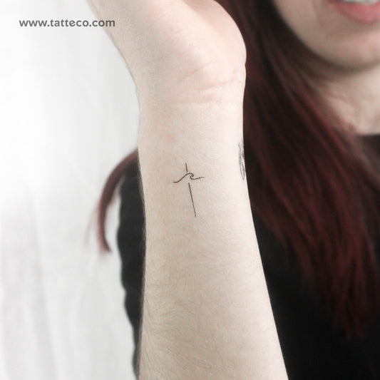 Tatuaje temporal de cruz de olas pequeñas (juego de 3)