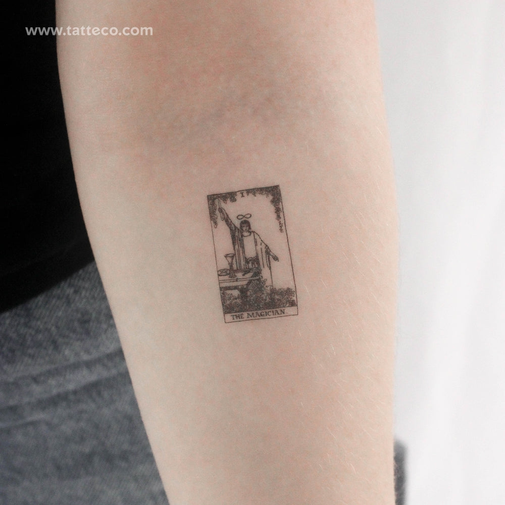 Tatuaje temporal de la carta del tarot El Mago - Juego de 3