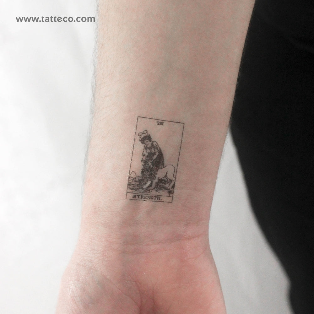 Little Strength Tarot Card Temporary Tattoo - Set of 3