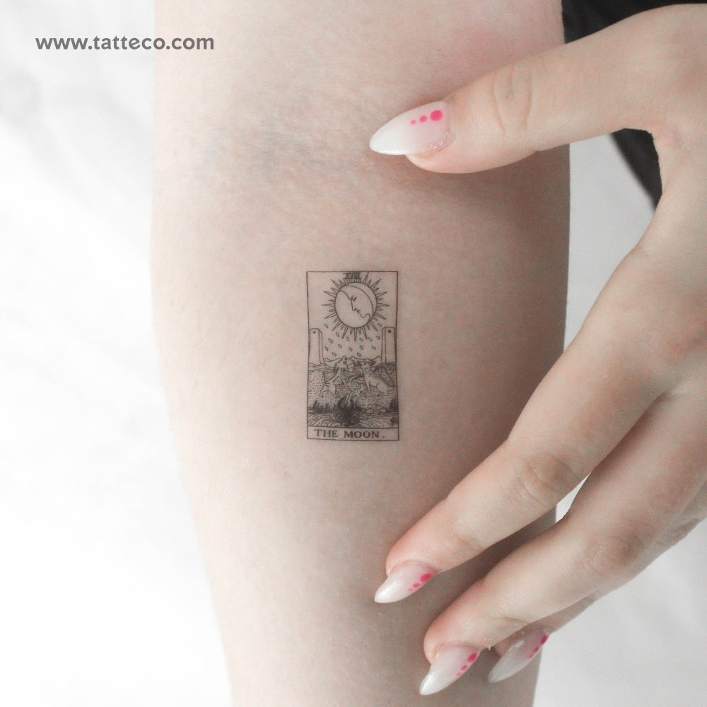 Tatuaje temporal pequeño de la carta del Tarot La Luna (juego de 3)