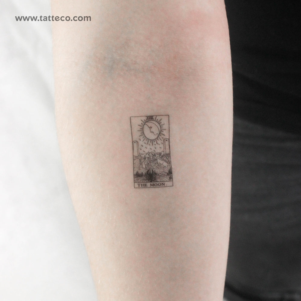 Tatuaje temporal pequeño de la carta del Tarot La Luna (juego de 3)
