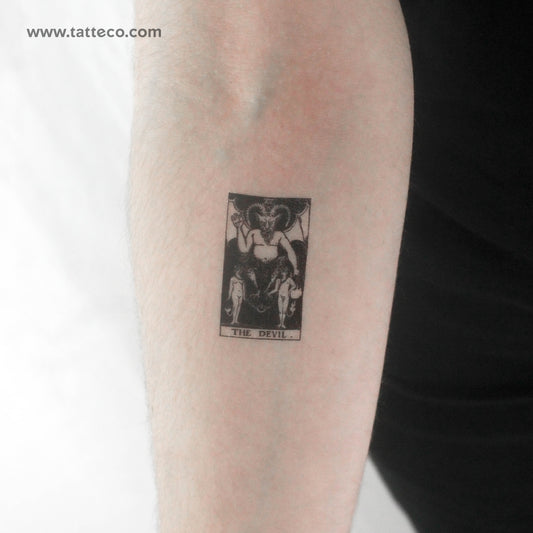 Tatuaje temporal pequeño de la carta del Tarot del Diablo (juego de 3)